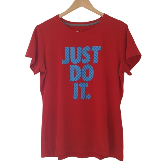 Sold Nike T-Shirt Neck Short Sleeves Dri-Fit Slim with Blue Graphic Just Do It - Picture 5 of 9